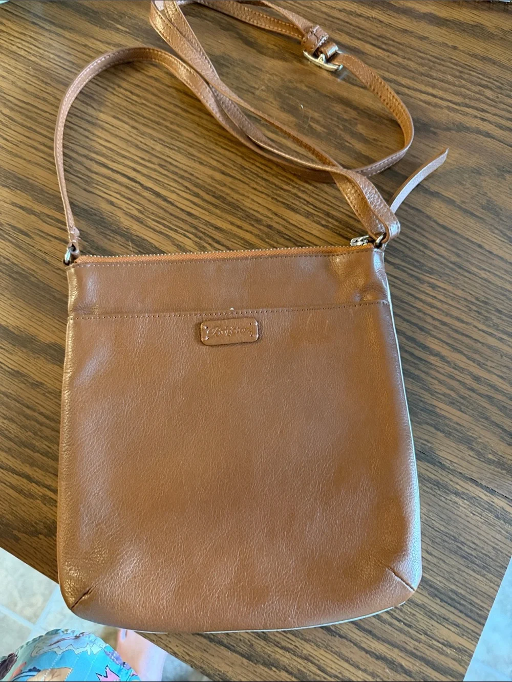 Brighton White Crossbody Bag with Blue Floral Embroidery